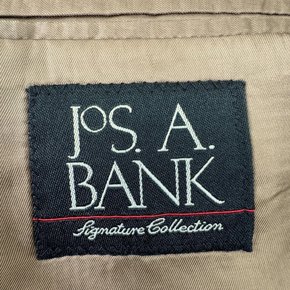 Jos A Bank Suit Mens 46L 38x29 Tan Wool 2 Button Flat Front Signature Old Money